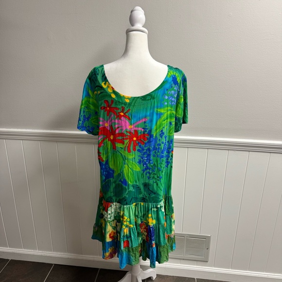 Jams World Hattie Short Sleeve Mini Tiered Dress Sea Flower Extra Large XL - Picture 11 of 12